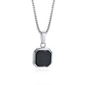 Natural Stone Geometric Pendant — Stainless
