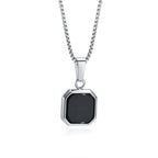 Natural Stone Geometric Pendant — Stainless