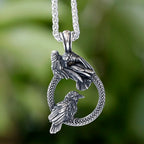 Nordic Vikings Raven Pendant Necklace Fashion Odin Huginn and Muninn Necklaces For Men Women Stainless Steel Charm Jewelry Gifts