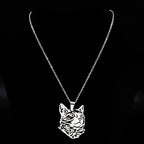 Cat Silver Statement Pendant Necklace — Stainless Steel