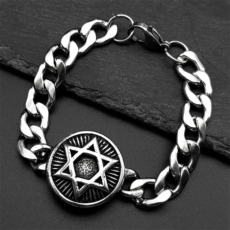 Star Steel Bracelet Judaism Israel Hexagram Jewish