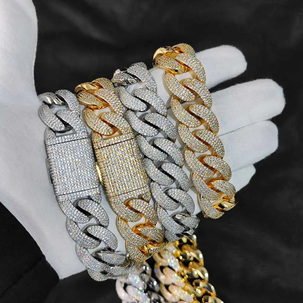 Iced Out Cuban Necklace Stainless Steel 20MM 4-Row