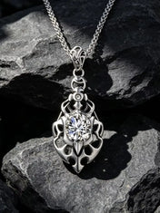 1PCS Cross-Border European and American Fashion Flame-Shaped Stainless Steel Non-Fading Men's Necklace, Shiny and Unique Sharp Arrow Pendant