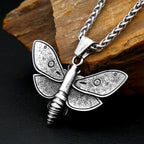 Death Head Moth Skull Pendant Necklace For Men Stainless Steel Gothic Punk Jewelry Halloween Animal Theme Collar Chain Gifts