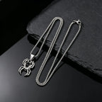 Gothic Punk Spider Totem Necklace for Men,Stainless Steel Black Onyx Inlaid Spider Pendant Necklace,Trend Halloween