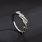 Adjustable Lightning Zircon Ring, Stainless Steel Punk Jewelry for Women Men, Comfort Fit Daily Wear Gift Idea
