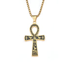 Vintage Fashion Ancient Egyptian Ankh Cross Pendant Necklace For Men Women Stainless Steel Amulet Jewelry Gifts