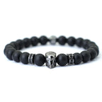 Noter Hiphop Men Bracelet Beaded 8mm Onyx Stone Braclet Wolf Lion Animal Braslet Punk Jewelry Pirate Skull Brazalete