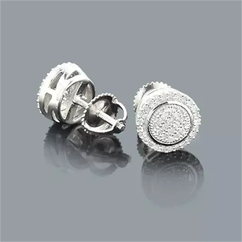 Fashion Classic Shiny Synthetic Zirconia Silvery Stud Earrings for Women Men Hip Hop Style Unique Party Jewelry