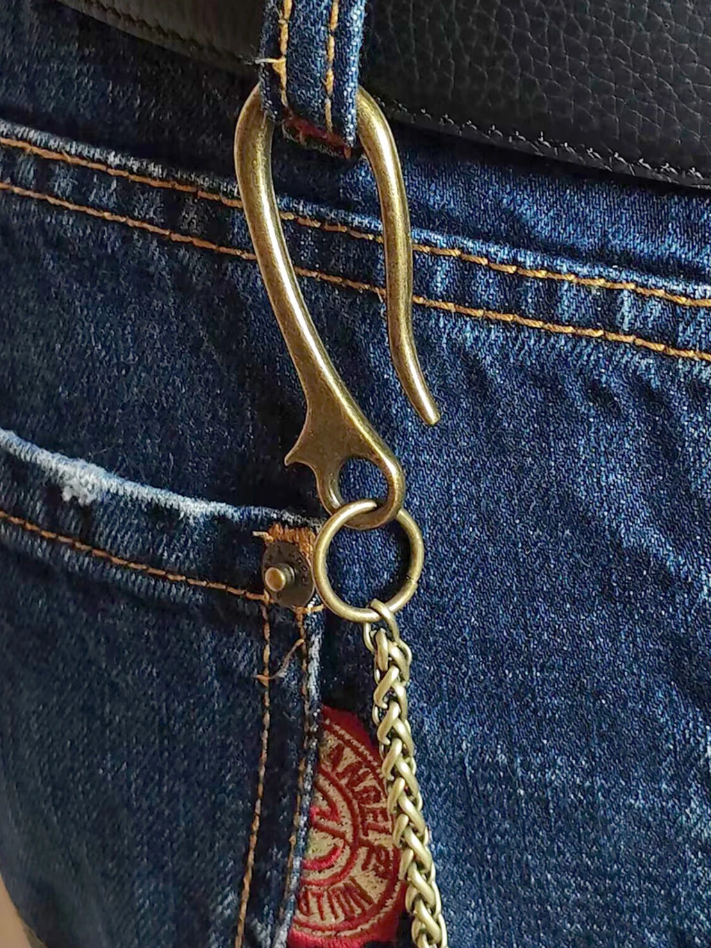 Indian Feather Keychain Pants Chain 5mm Snake Chain 22 Inch