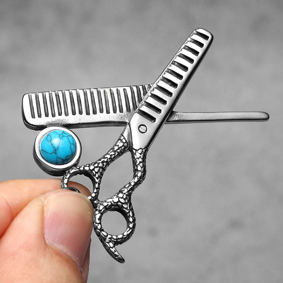 Iced Out Scissors Pendant Necklace Stainless Steel