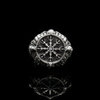 Vegvisir Viking Compass Ring, Silver-Tone — Copper Alloy