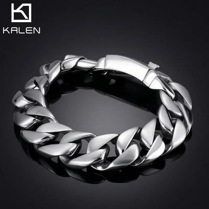 17mm Curb Link Chain Bracelet — Stainless Steel