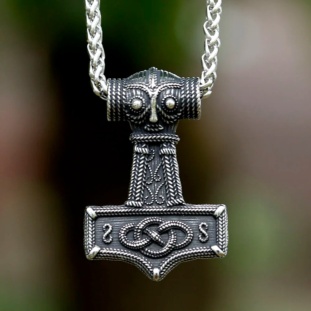 2023 New Design 316L Stainless Steel Viking Amulet Nordic Mjolnir Thor's Hammer Pendant Owl pattern Pendant Gift free