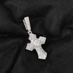 Iced Out Cross Pendant Necklace CZ Rectangle