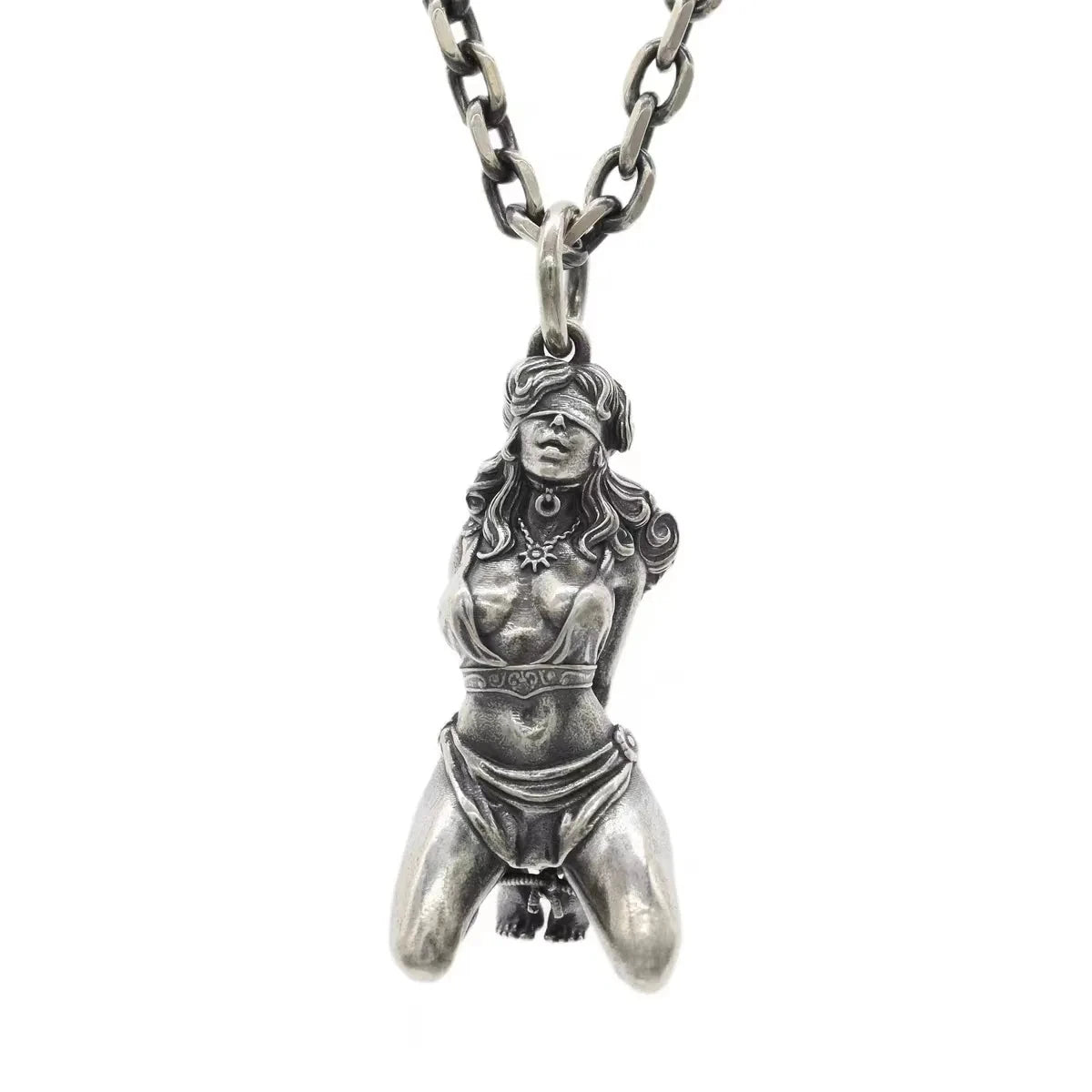 Vintage Punk Mythology Style Metal Sexy Angel Goddess Pendant Necklace for Men Women Classic Mysterious Souvenir Jewelry
