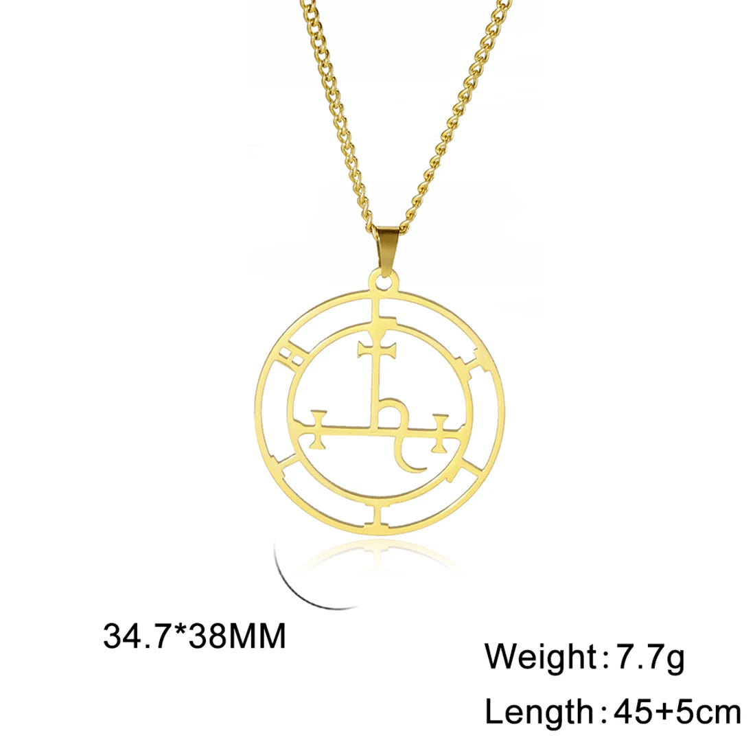 EUEAVAN Mythical Goddess Sigil of Lilith Necklaces Stainless Steel Demon Seal Marbas Pendant Necklace Solomon Amulet Jewelry