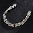 Iced Out Square Cluster Tennis Chain Bracelet 12mm — Two-Tone