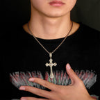 Iced Out Cross Pendant Necklace with Chain Type Options