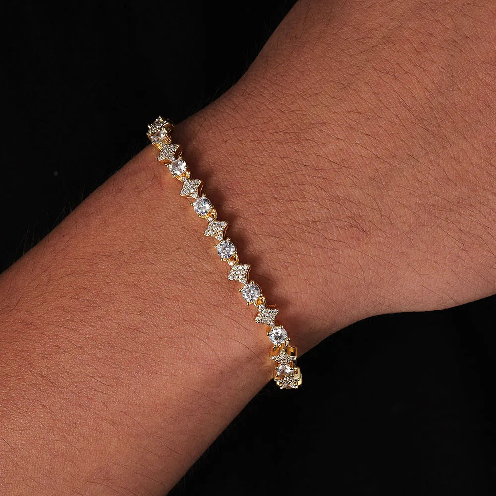Iced Out Cross Tennis Bracelet Stainless Steel