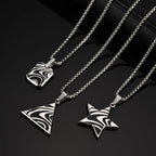 Stylish Black Drip Oil Geometric Necklace for Men,Stainless Steel Triangle Pentagram Square Pendant,New Jewelry Gift