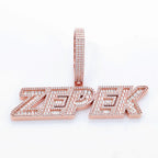 Rose Gold Baguette Letter Pendant Moissanite