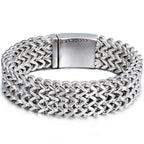 Gold Color Stainless Steel Bracelet Men 18MM Double Row Franco Curb Chain Men's Bracelets & Bangles Mannen Armband