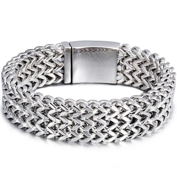 Gold Color Stainless Steel Bracelet Men 18MM Double Row Franco Curb Chain Men's Bracelets & Bangles Mannen Armband