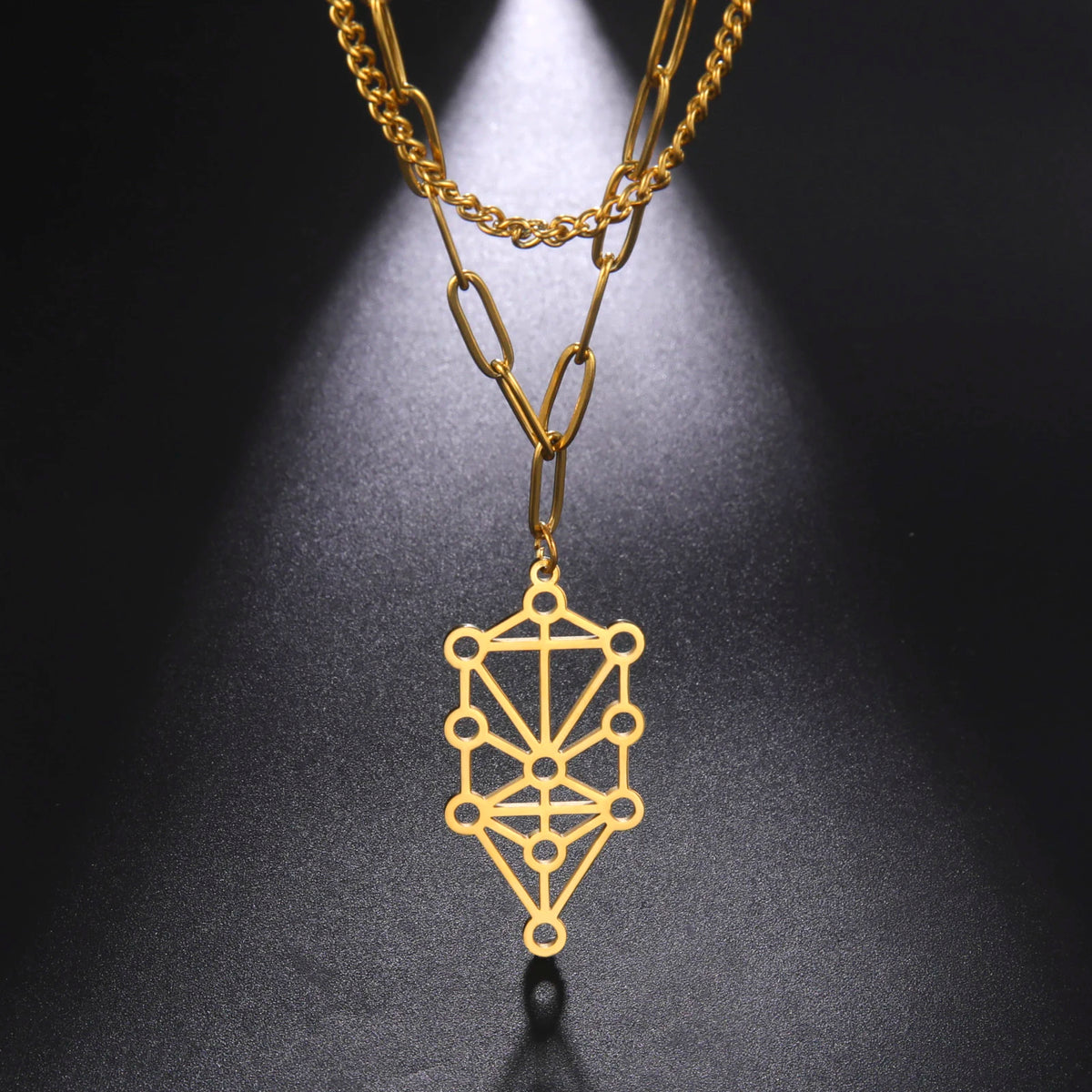My Shape Sephirot Kabbalah Tree of Life Necklaces for Men Women Stainless Steel Pendant Necklace Vintage Male Jewelry Amulet