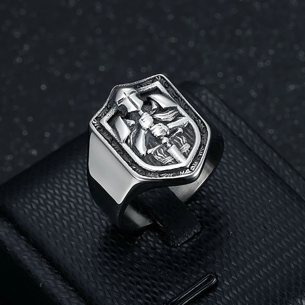Vintage Templar Stainless Steel Ring
