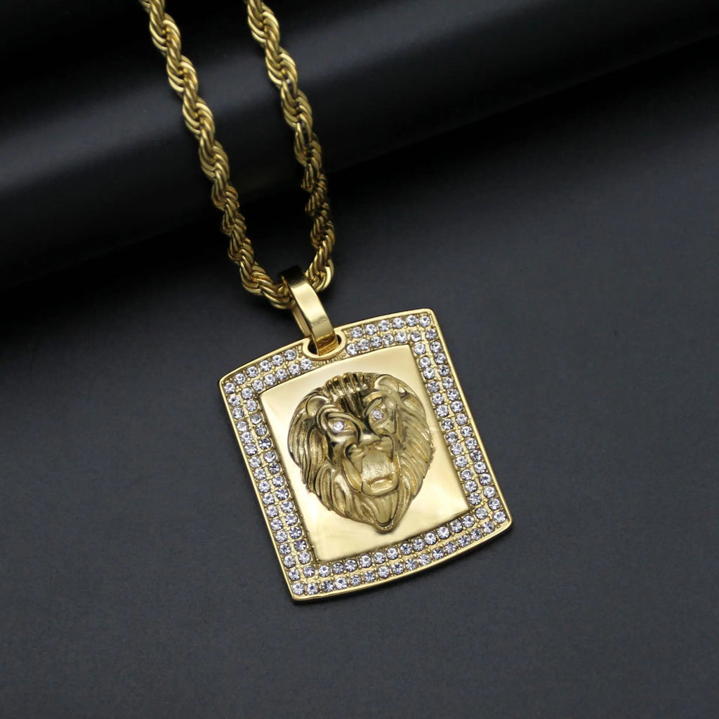 Lion Head Pendant Necklace — Stainless Steel