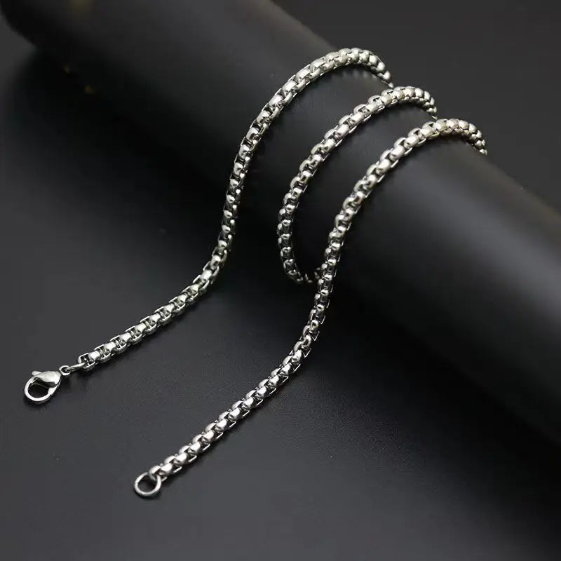 New 3mm TA1 Pure Titanium Square Rolo Box Chain Necklace for Men Women Durable Anti-allergy Titanium Link Chain Necklace