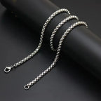New 3mm TA1 Pure Titanium Square Rolo Box Chain Necklace for Men Women Durable Anti-allergy Titanium Link Chain Necklace