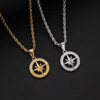 Compass Pendant Necklace — Stainless Steel