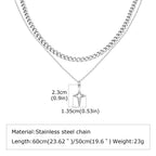 Stylish Geometry Layering Necklaces for Men Women,Silver Color Stainless Steel Rectangle Pendant Neacklace,Birthday