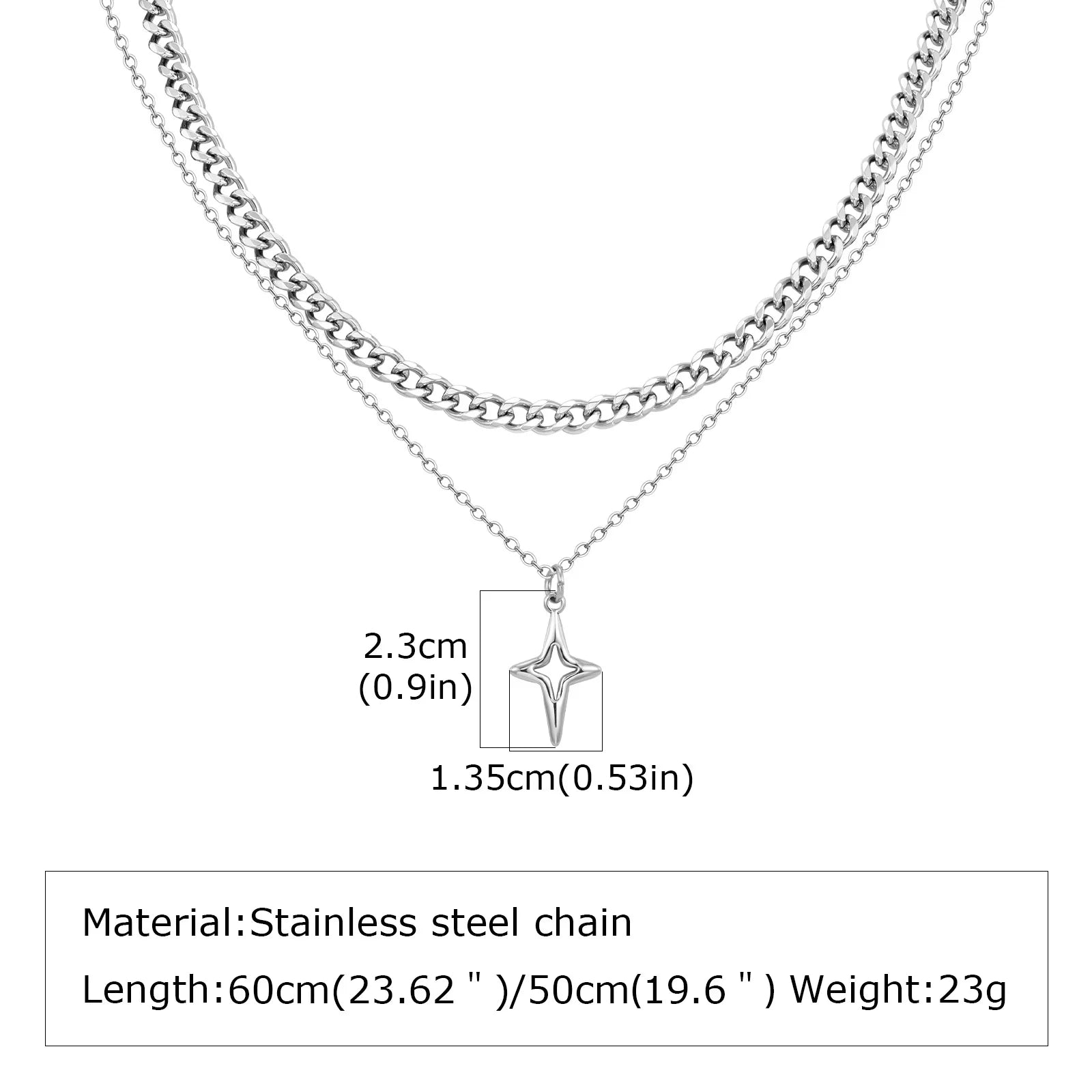 Stylish Geometry Layering Necklaces for Men Women,Silver Color Stainless Steel Rectangle Pendant Neacklace,Birthday
