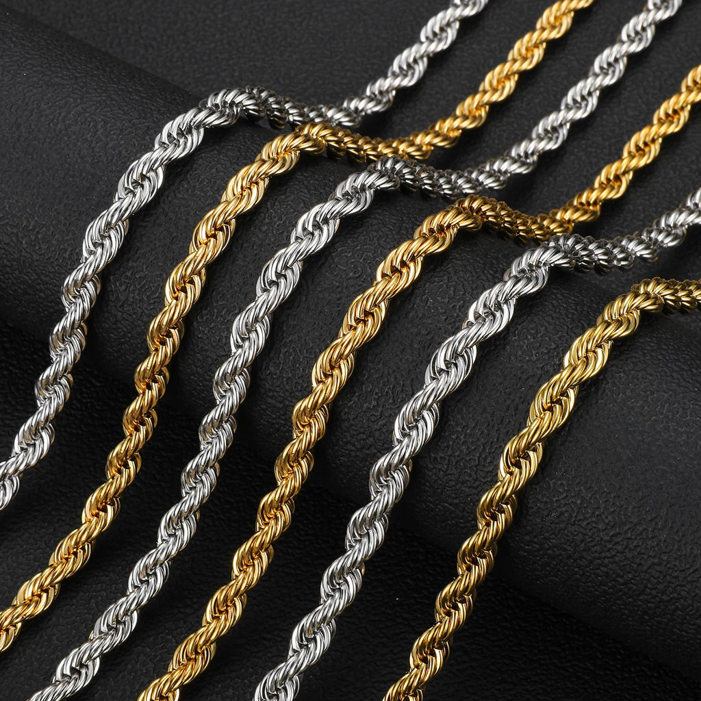 Twisted Rope Chain Necklace — Stainless Steel