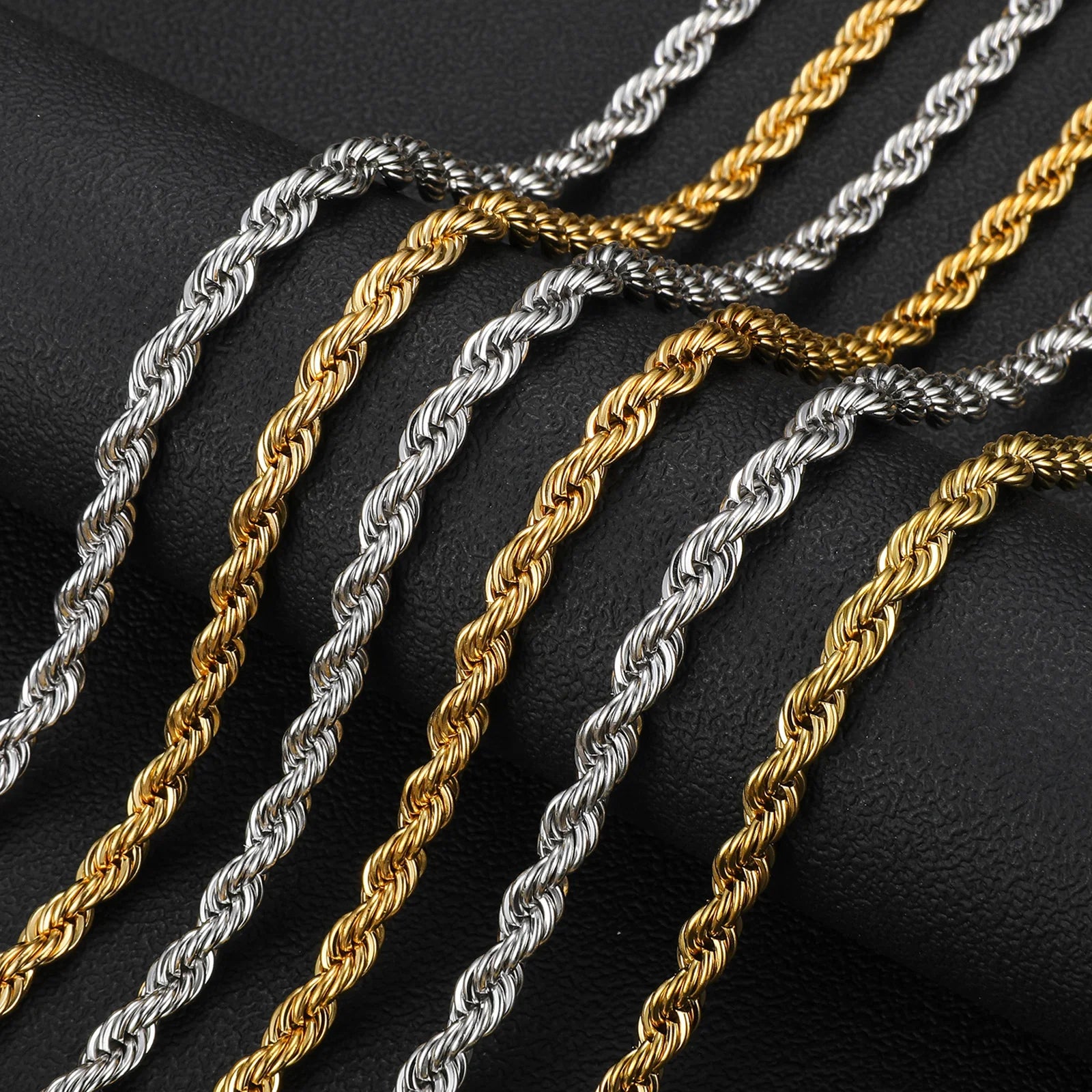 Twisted Rope Chain Necklace — Stainless Steel