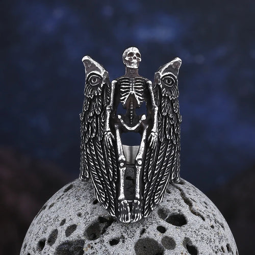 2023 New 316L Stainless Steel Angel Wing Skull Vintage Punk For Man Aegishjalmur Jewelry Boyfriend Gift Freeshipping