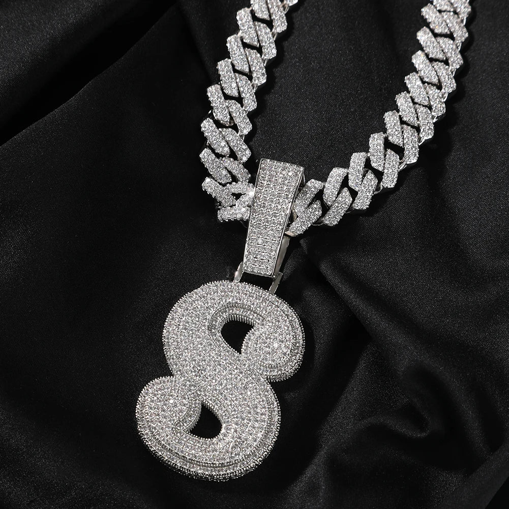 TBTK Big Bold Single Letter Pendant Initial Letter A-Z Micro Paved Out 5A Cubic Zirconia Charm Necklace Hiphop Jewelry