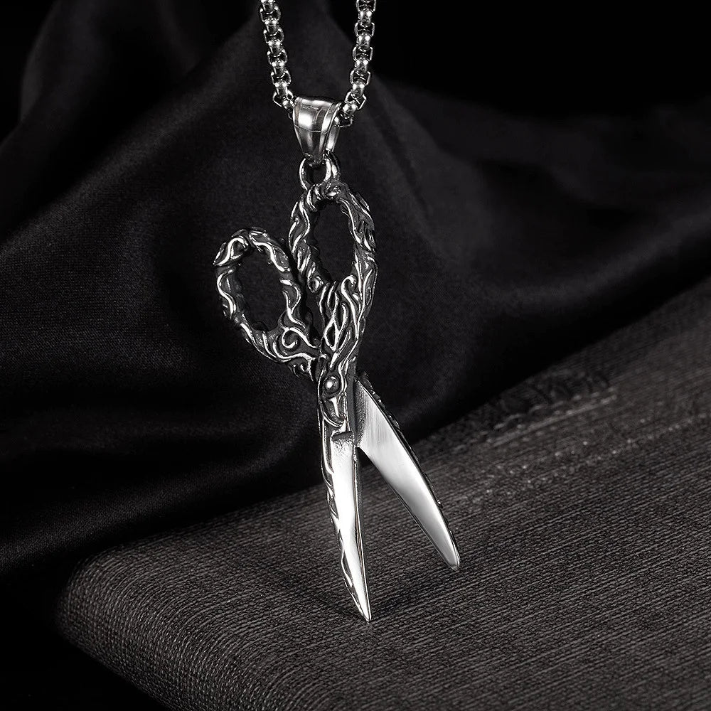 Scissors Pendant Necklace — Stainless Steel