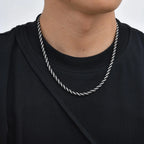 Vnox 3.8mm Rope Chain Necklaces for Men, Stainless Steel Adjustable Twisted Sigapore Link Choker, Casual Punk Rock Male Collar﻿