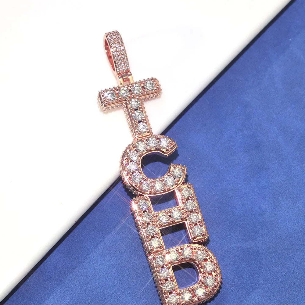 Iced Out Moissanite Letter Pendant Necklace VVS