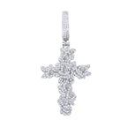 New Iced Out Bling CZ Cross Pendant Necklace Silver Color Prong Setting Cubic Zirconia Jesus Charm Men Women Hip Hop