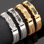 Stainless Steel Bracelet for Men 12MM Width Square Franco Link Chain Men's Bracelets With CZ & Magnet Clasp Gold Color