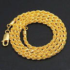 Luxury 24K 9999 Pure Gold real gold Hip Hop Fashion Brand Twist Chain Men's Width 4mm Necklace Length 45cm 50cm 55cm 60cm