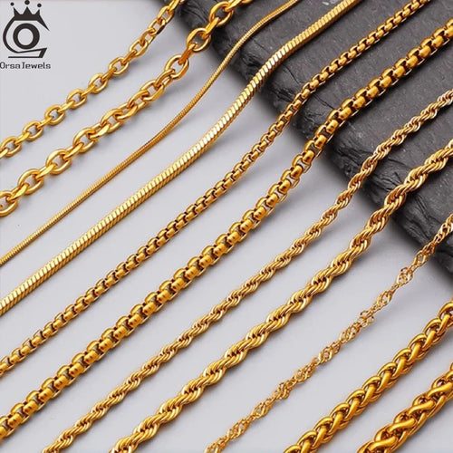 ORSA JEWELS Genuine 925 Sterling Silver Paperclip Chopin Rope Cuban Figaro Box Cable Chain Necklace Simple Basic Chain