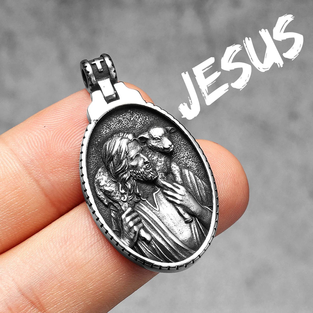 Jesus Cross Pendant Necklace — Stainless Steel