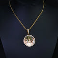 HHIOK Customized Necklaces Circle Chain Picture Personalized Diamond Memory Pendant with Photo Wing Design Gift for Men