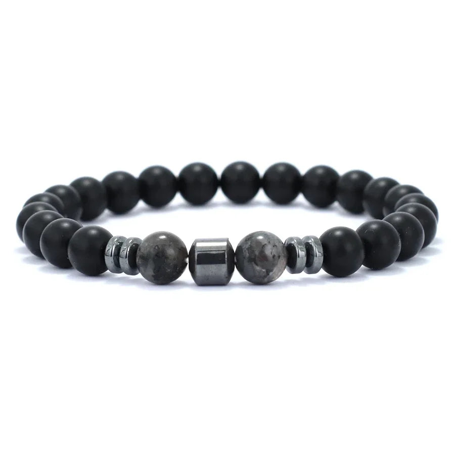 Premium Natural Volcanic Stone Beaded Bracelet Handmade Tiger Eyes Howlite Onyx Beads Braclet Meditation Healing Leisure Joias